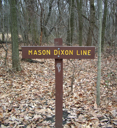 Mason dixon line sign along A.T.